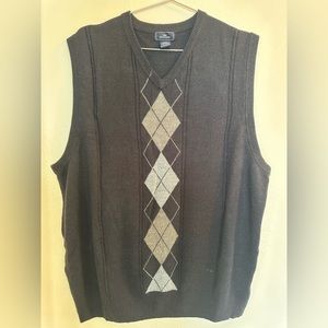 vintage 90s 00s argyle sweater vest dockers vtg black pattern